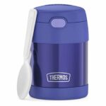 THERMOS FUNTAINER 10 Ounce Stainless Steel Vacuum Insulated Kids Food Jar with Folding Spoon, Purple