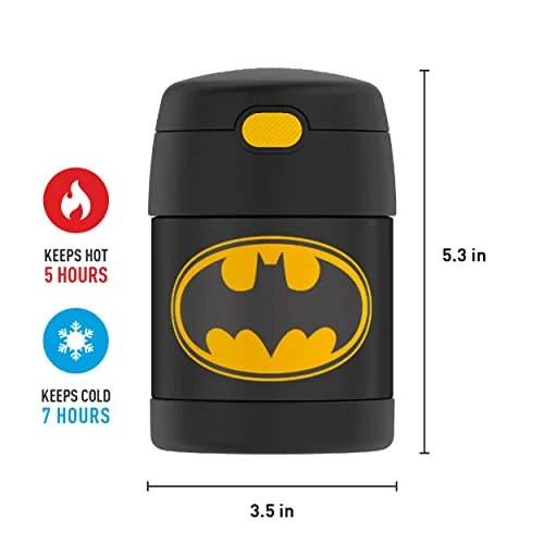 Thermos 10 Oz. Kid's Funtainer Batman Stainless Steel Food Jar - Gray/black  : Target