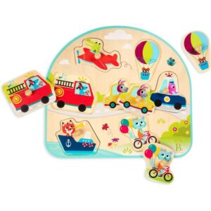 Vehicles On the Go!, Wooden Peg Puzzle, B. Toys