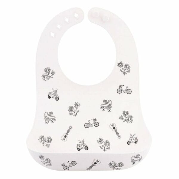 Stephen Joseph White & Black Sketch Silicone Bib