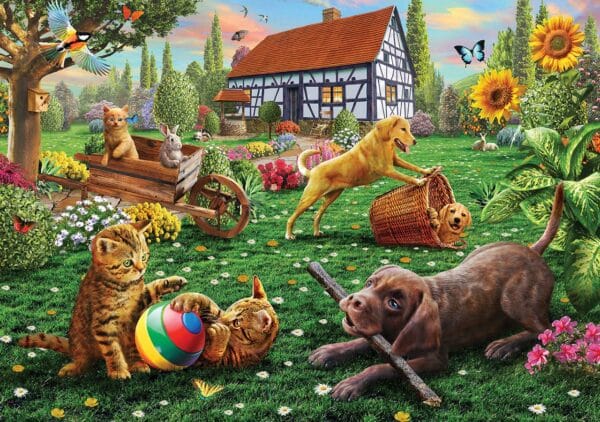 puzzle ksgames 500 pieces adrian chesterman dogs and cats at play 500 Le3ab Store