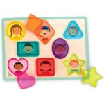 B.toys Peek & Explore Wooden Peg Puzzle - Shapes & Emotions