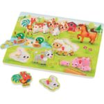 B.toys Peek & Explore Wooden Peg Puzzle - Farm Animals