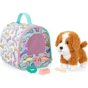 Glitter Girls Stuffed Dog & Carrier - Golden Labradoodle