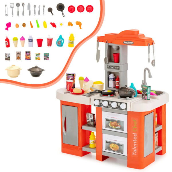 Talented Chef Children's kitchen with Realistic Sounds & Lights 72 PCS Orange - TG