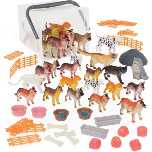 Terra Cat And Dog Playset In A Bucket - 60 PCS